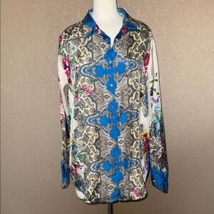 Johnny Was Blue and Gold Paisley Shirt